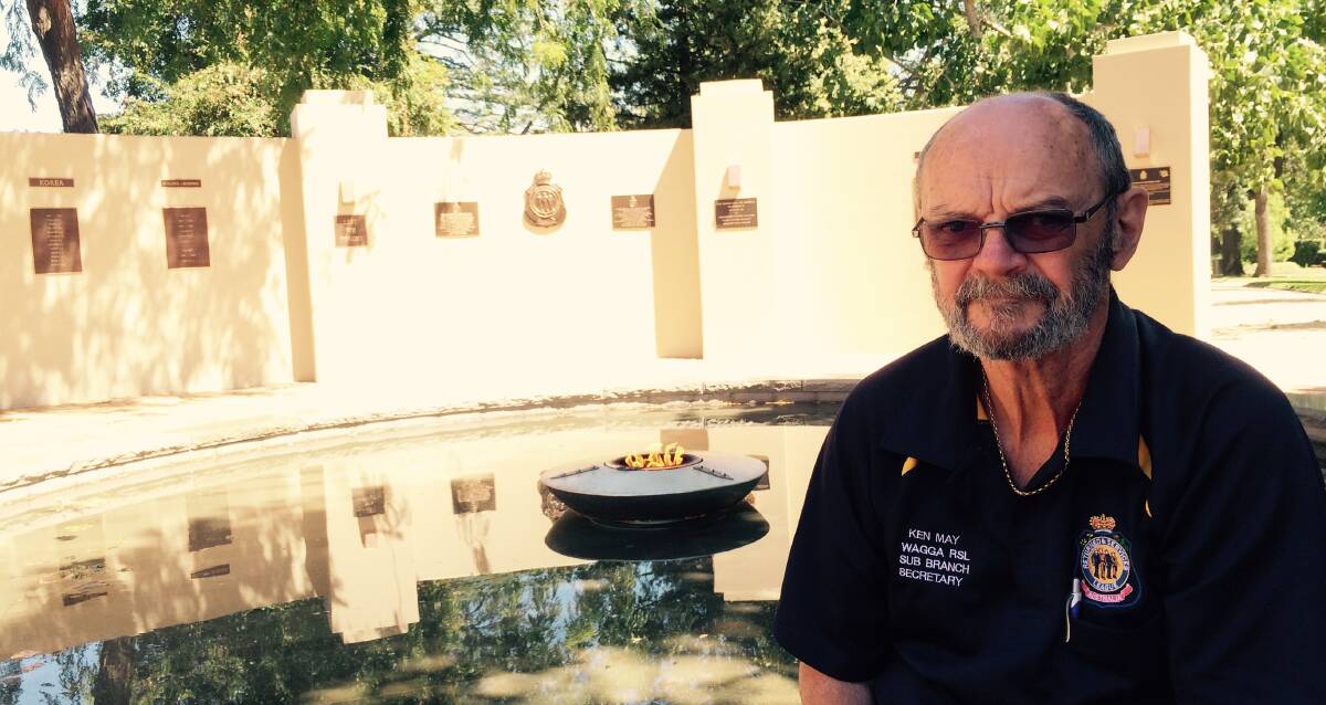 DISAPPOINTED: An upset Ken May fears security cameras may have to be considered for the eternal flame, which has been vandalised. Picture: Ken Grimson