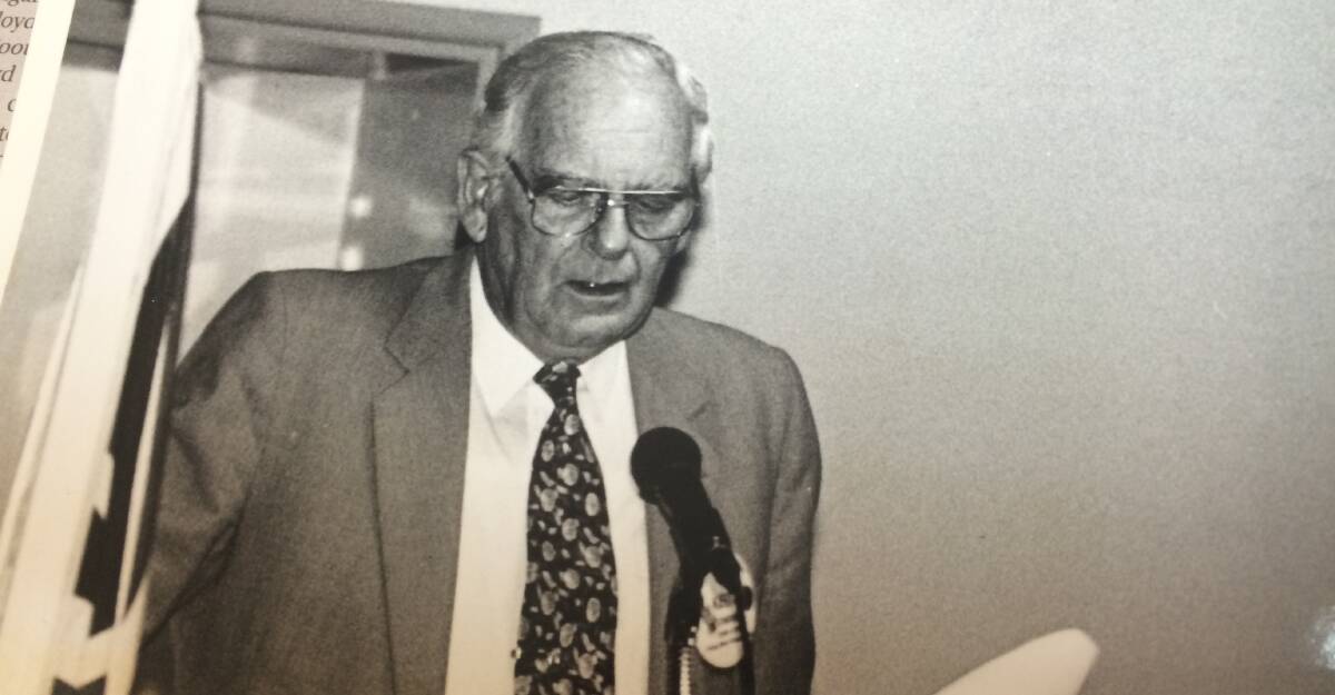 COMMUNITY LEADER: Keith Condon addresses a Rotary conference in the mid 1990s. He served the city in business, Rotary and on council.