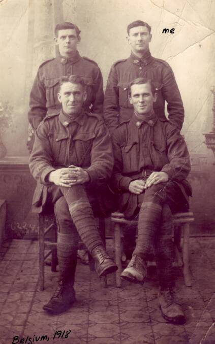 Fred McAlister (top right) and mates in Belgium in 1918