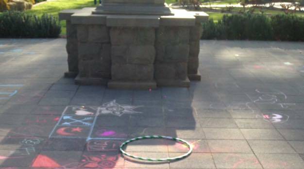 RESPECT: The Wagga RSL sub-branch says chalk drawings on the surrounds of the cenotaph disrespect the memorial. Picture: RSL sub-branch Facebook page