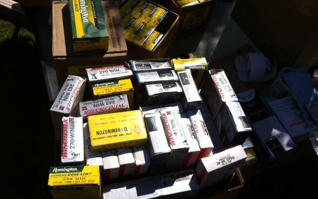 AMMUNITION: Part of the haul of ammunition found at a Collingullie property. Picture: NSW Police