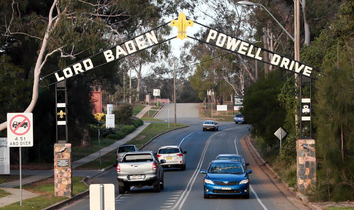 Wagga's Lord Baden Powell Drive, named after the founder of the Scouting movement who has been targeted by activists over alleged racism. Picture: Les Smith.