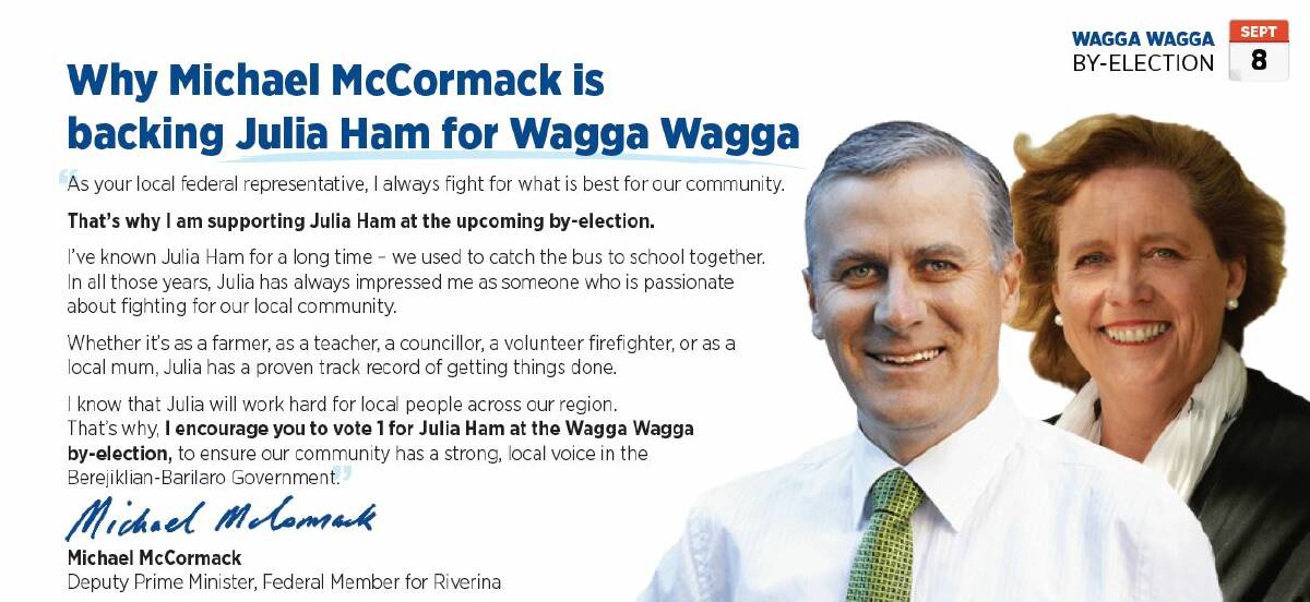 A copy of the new round of letters that the Liberal campaign for the Wagga by-election will send out.