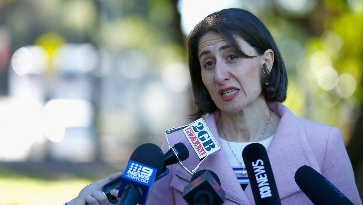 Premier Gladys Berejiklian on Saturday announces that Wagga MP Daryl Maguire will resign from parliament after his involvement in a corruption scandal. Picture: AAP/Jeremy Ng
