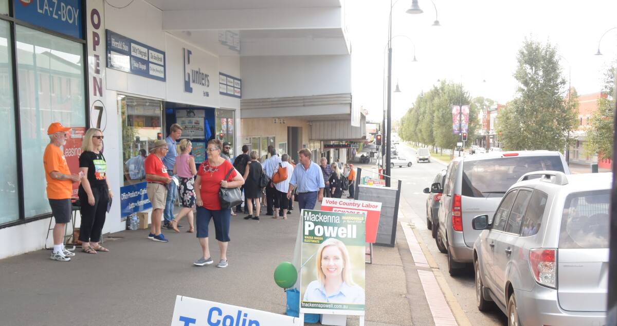 EARLY VOTES: After a few quiet days at the Wagga pre-polling centre, Thursday afternoon saw a surge of people voting before Saturday's election. Picture: Rex Martinich