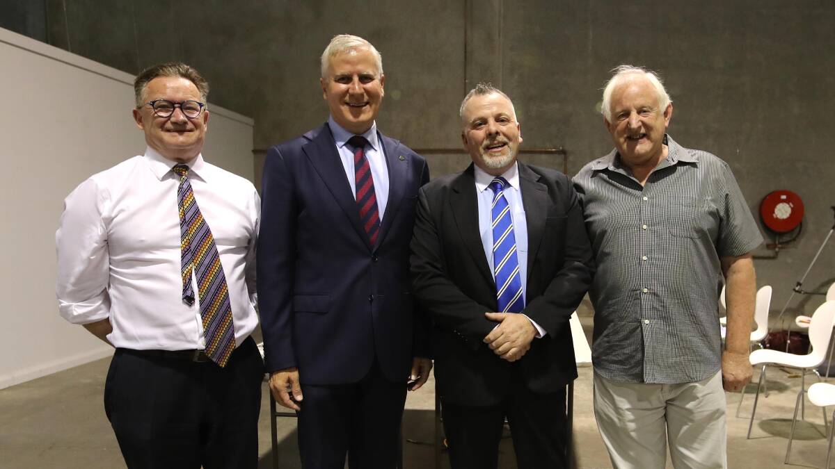 RIVERINA BATTLE: ALP candidate Mark Jeffreson, Riverina MP and Deputy Prime Minister Michael McCormack, United Australia Party candidate Richard Foley and Australian Greens candidate Michael Bayles. Picture: Les Smith