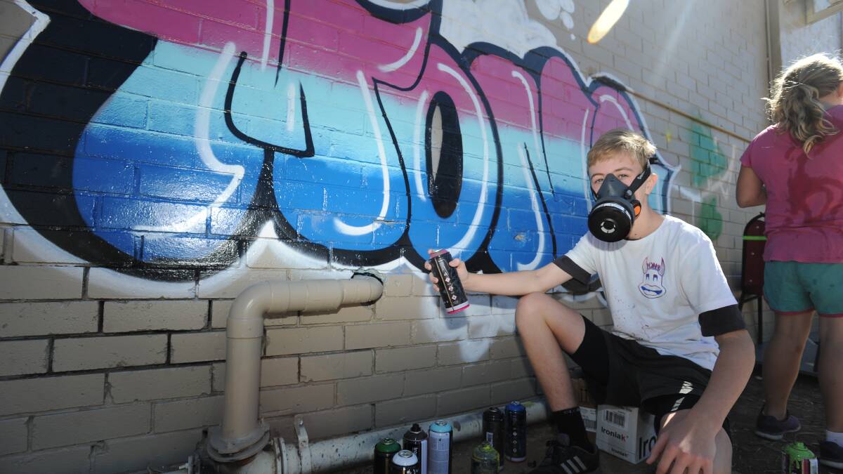 Scott Vidler, 13, during Graffiti for Youth Week. 