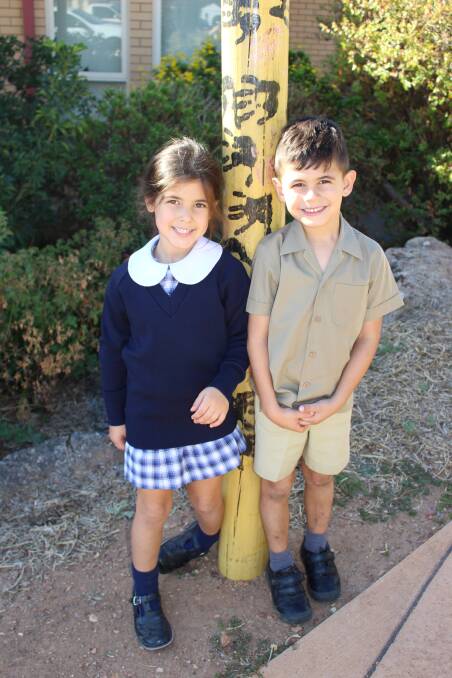 EDUCATING: Anthea Spanos and Harry Papaioanou, both aged 5, are students at the community Greek school in Wagga. 