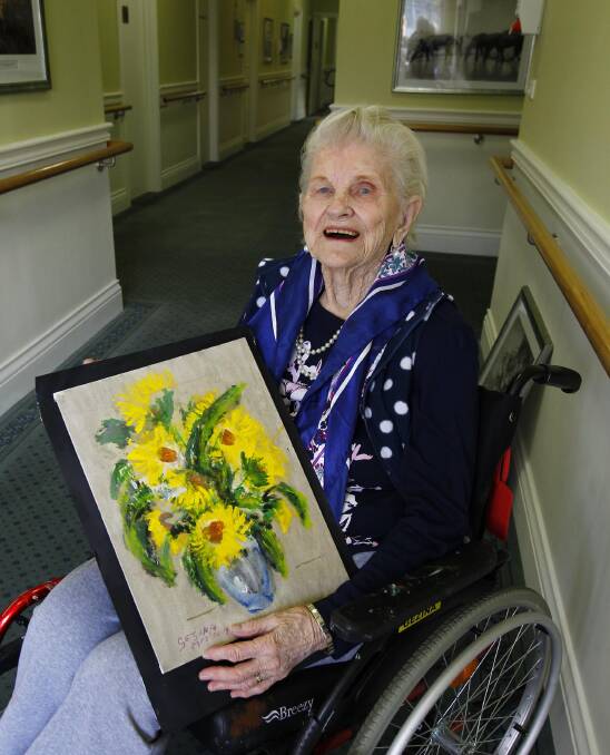PASSION: RSL Remembrance Village resident Gezina Kolder is one of 12 winners in a Vision Australia art competition. Picture: Les Smith 