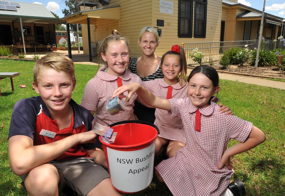 Harry Radley, Morgan Taylor, Gipsy Foster, Anna Bruckner and Louise Dunn at Collingullie Public School in 2014.  