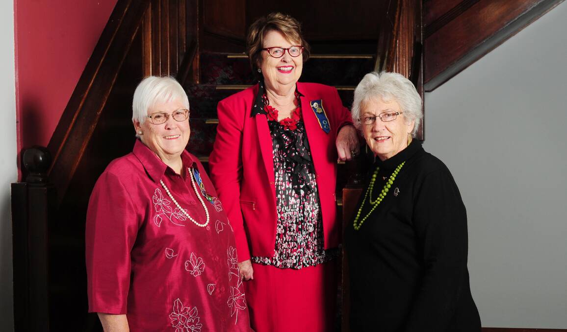 CHANGES: Outgoing president Ann Adams, who is now the honourary state secretary, incoming group president Anne Phegan and Elaine Armstrong, who received an OAM in January. Picture: Kieren L Tilly  