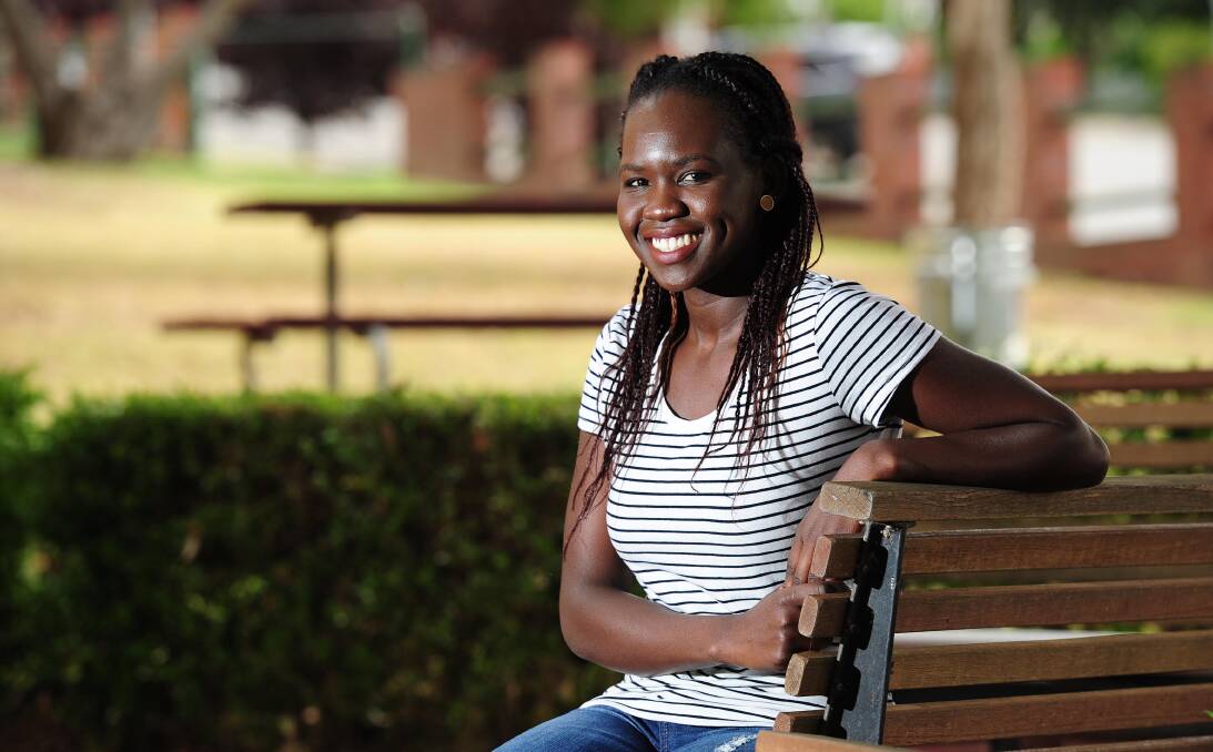 FOLLOWING HER DREAMS: Wagga’s Vicky Okot is set to finish her nursing degree at the end of this year at CSU, with plans to go on to become a pediatrician. Picture: Kieren L Tilly