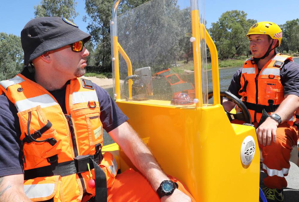 ON ALERT: SES Wagga volunteers Rhys Dever and Simon Barnes have issued a caution to all World Championship Gumi racers ahead of Sunday's event. SES will monitor the annual spectacle. Picture: Les Smith