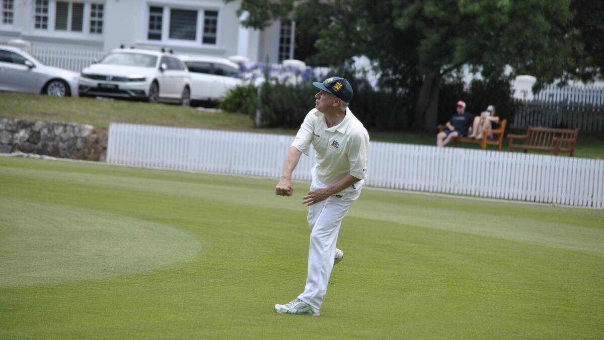 IN THE OUTER: Riverina MP Michael McCormack fires one back into the keeper during the Parliamentary Ashes game in Bowral on Tuesday. Photo: Emily Bennett