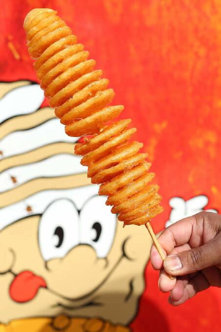 Twisted: Potato chips on a stick. Photo: Chris Hyde