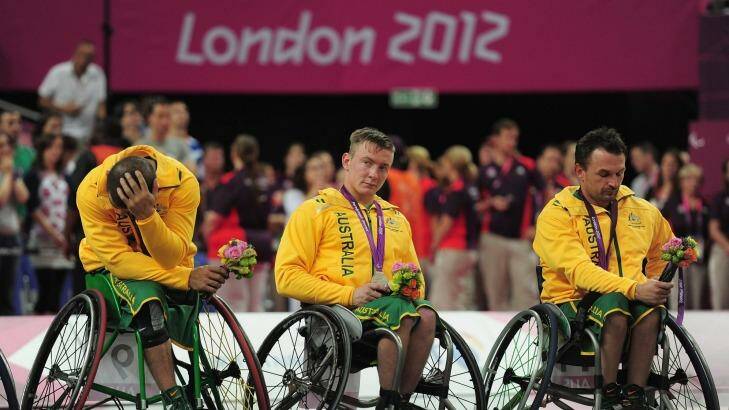 Redemption: Australia's wheelchair basketball team, seen here after losing to Canada in the 2012 gold medal match, beat their fierce rivals in the group stages in Rio. Photo: Shaun Botterill