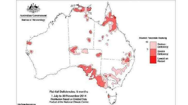 Drought-like conditions are spreading. Photo: BoM