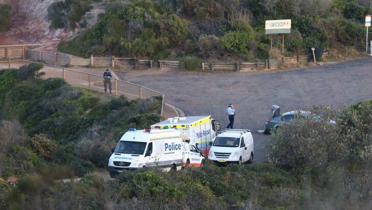 Police look for evidence after Michelle Leng's body was found at the blowhole at Snapper Point. Photo: Marina Neil