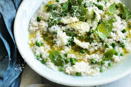 Neil Perry's pea and mint risotto.