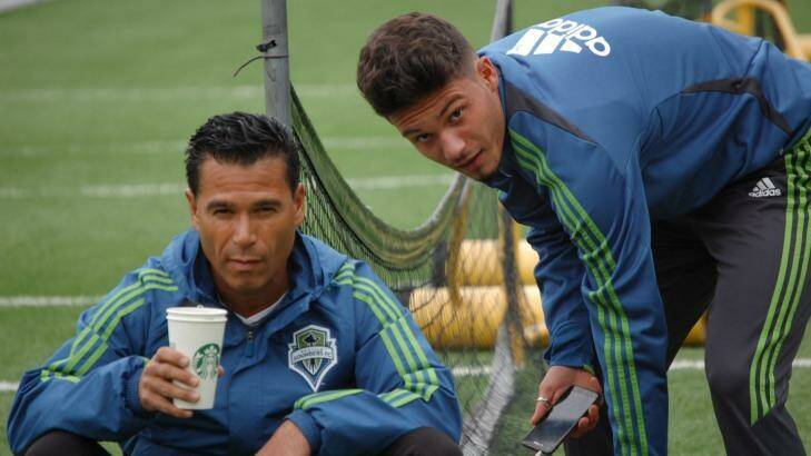 Californian draftee: Diego Silvas, right, with his father, former US striker Thomas.