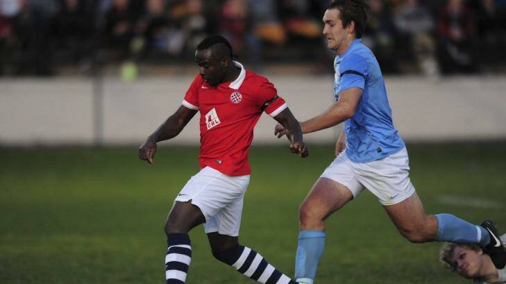 Alex Oloriegbe will return to Canberra FC on Sunday. Photo: Graham Tidy