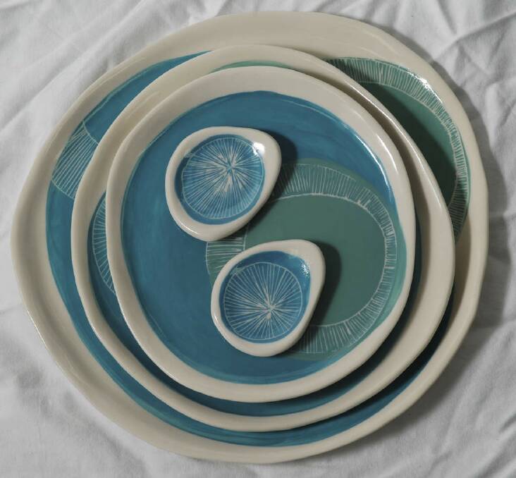 "Kim Wallace" dinner plate, $59, bread plate, $49, side plate, $39 and tiny dish, $12.50. At the National Museum Shop.