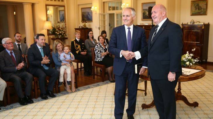 Malcolm Turnbull is sworn in as the 29th Prime Minister of Australia by Governor-General Sir Peter Cosgrove. Photo: Andrew Meares