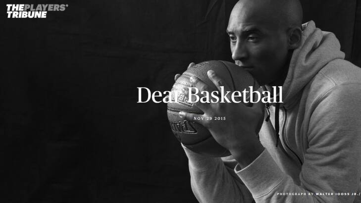 Farewell to basketball: Kobe Bryant. Photo: The Players Tribune