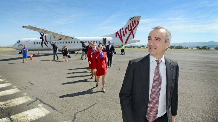 Virgin Australia chief executive John Borghetti arrives at Tamworth on Thursday to announce an expansion of the airline's network. Photo: Barry Smith