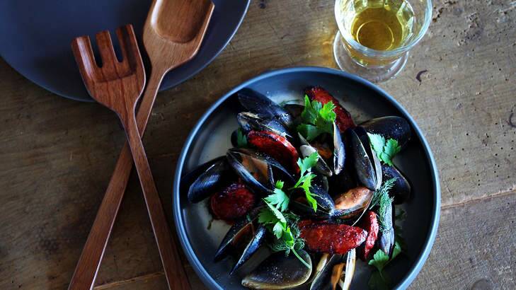 Terrific live: Beer-steamed mussels with chorizo. Photo: Lisa Maree Williams