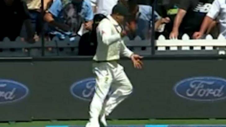 Khawaja flicks the ball up with one eye on the boundary.