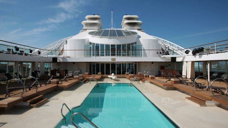 Catch some rays on the Seabourn Odyssey pool deck.
