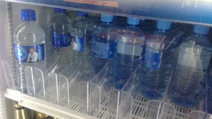 Bottled appeal: Glenn Brookes pictured on bottles of water.  Photo: Supplied