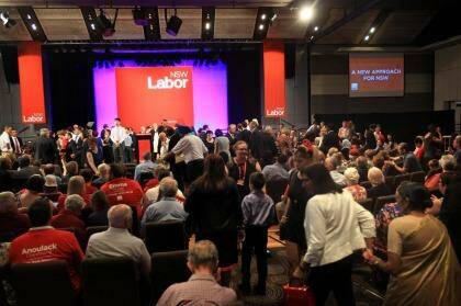 The start of the campaign launch at the Catholic Club in Campbelltown. Photo: James Alcock