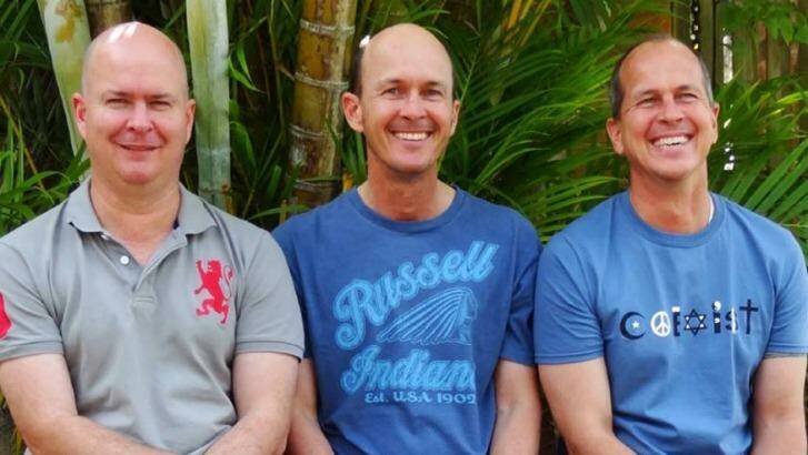 Brothers: Peter Greste, right, with his brothers Michael, left, and Andrew. Photo: Facebook