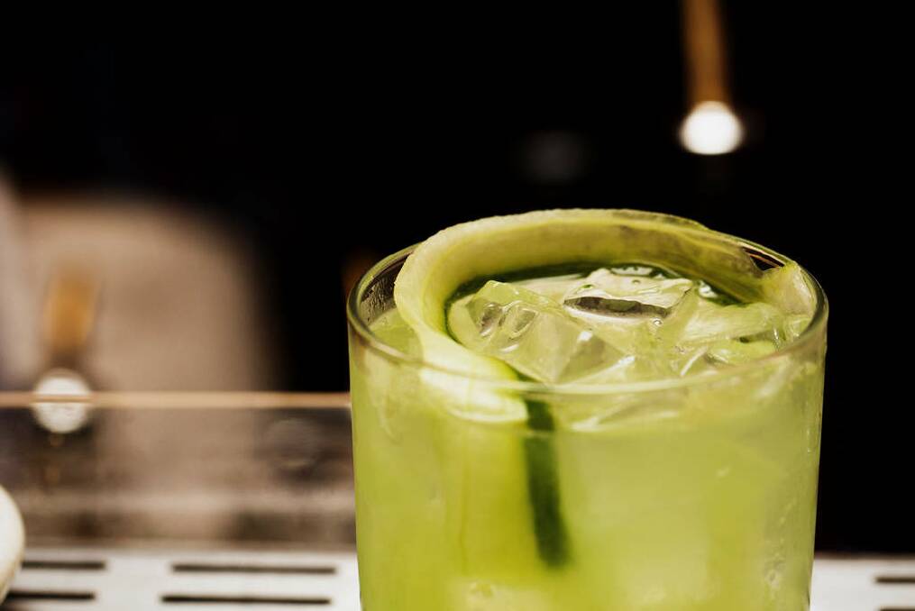 Gin and tonic with a cucumber ribbon at Green Park. Photo: Kristoffer Paulsen
