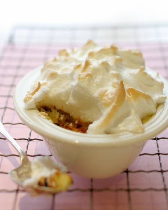 Stephanie Alexander's queen of puddings <a href="http://www.goodfood.com.au/good-food/cook/recipe/queen-of-puddings-20111019-29vah.html"><b>(recipe here).</b></a> Photo: Rebecca Hallas