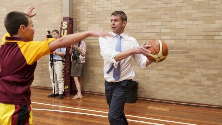 The Premier sank a three-pointer but his team was still trounced.  Photo: James Brickwood