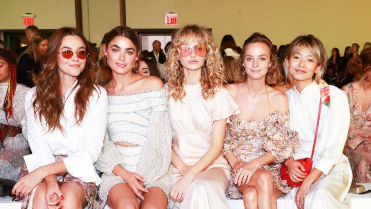 Demi Harman, Bambi Northwood Blyth, Annabella Barber, Yan Yan Chan Celebrities in the FROW at Zimmermann's spring 2018 Goldentime collection at New York Fashion Week on Monday September 11, 2017.