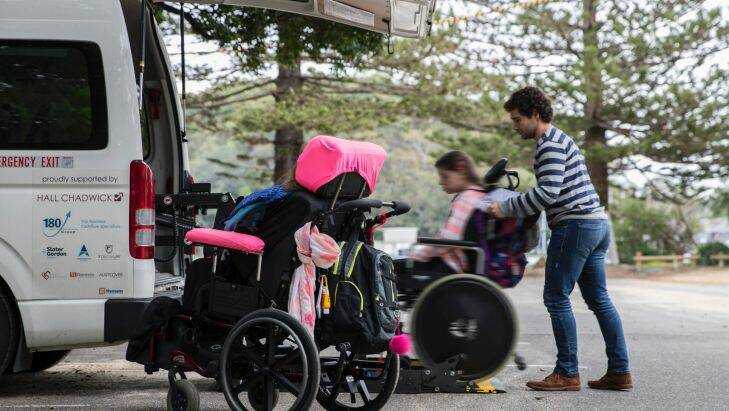 Generic scenes at Clontarf Reserve. NDIS, disability, disabled, wheelchair, carers. Thursday 4th May 2017 AFR photo Louie Douvis .
