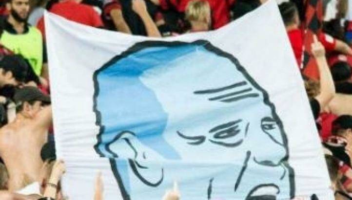 Inexcusable: A cropped section of the offending banner. Photo: Screen grab