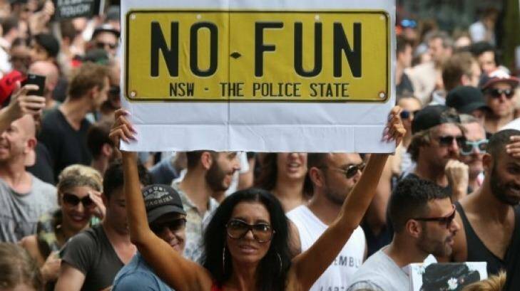 Thousands of people marched in Sydney this year against the lockout laws. Photo: Peter Rae
