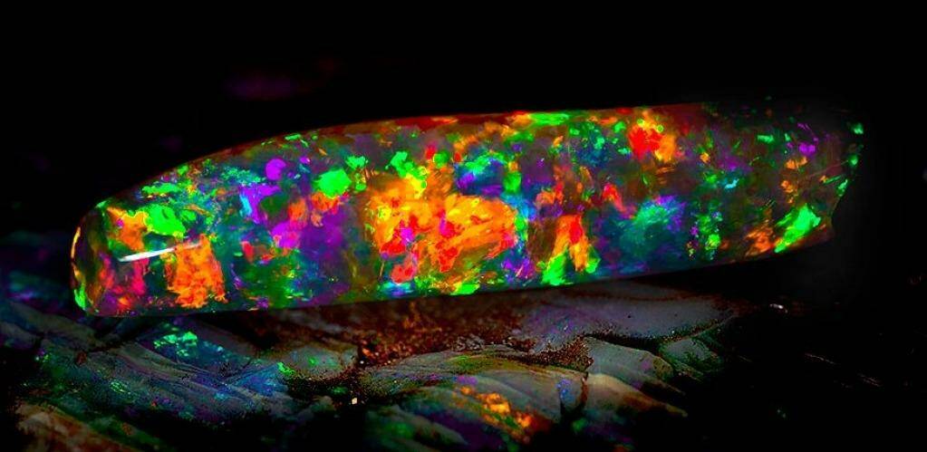 Wondrous and unique: The Virgin Rainbow opal.  Photo: South Australia Museum