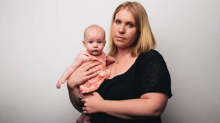 Stephanie Stewart with her 3-month-old daughter Evelyn Harwell. Photo: Rohan Thomson