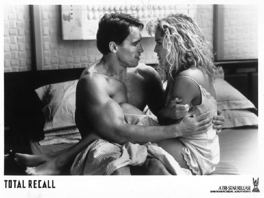Togetherness; Arnold Schwarzenegger and Sharon Stone in <i>Total Recall</i>.
