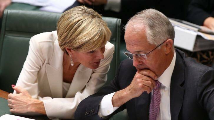 Foreign Affairs minister Julie Bishop and Prime Minister Malcolm Turnbull. Photo: Andrew Meares