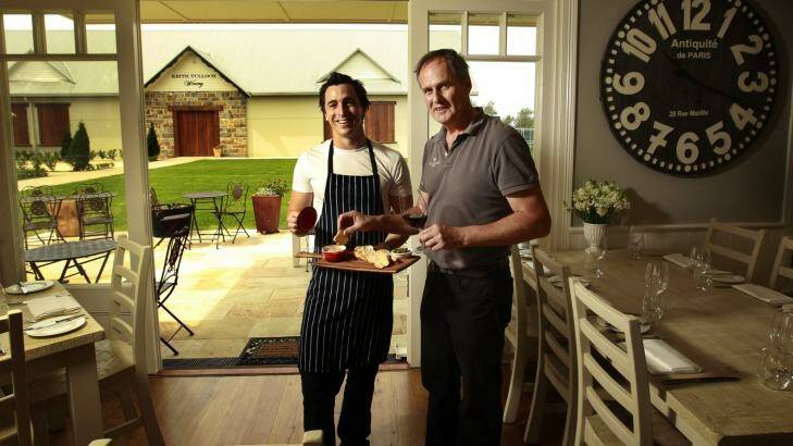 Winesmith: Keith Tulloch with chef Troy Rhoades-Brown of Muse Kitchen at the winery. Photo: Peter Stoop
