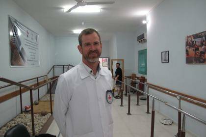 'We're very busy': Melbourne prosthetist Greg Halford in Gaza. Photo: Ruth Pollard
