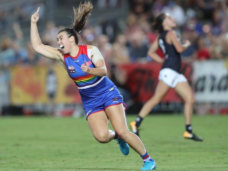 The Western Bulldogs have scored a massive AFLW win over Carlton at Whitten Oval.