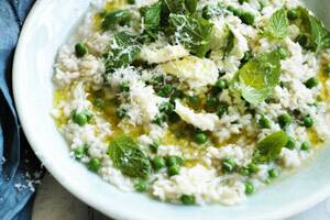Neil Perry's pea and mint risotto.